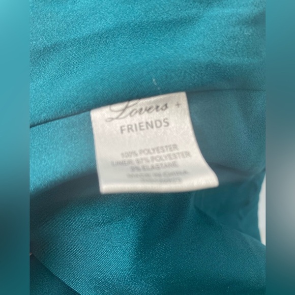 LOVERS & FRIENDS Revolve Lily High Neck Halter Teal Dress With pockets - Picture 7 of 10